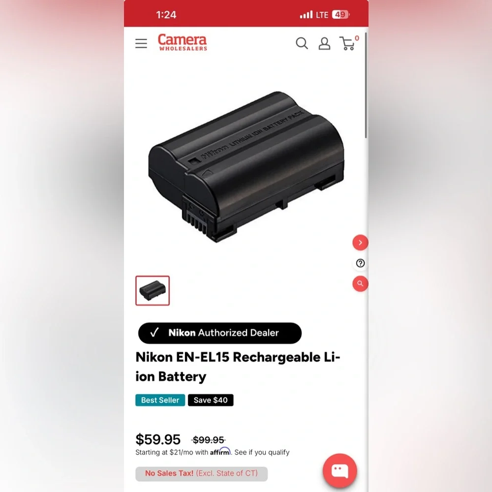 Nikon EN-EL15 Rechargeable Li-ion Battery